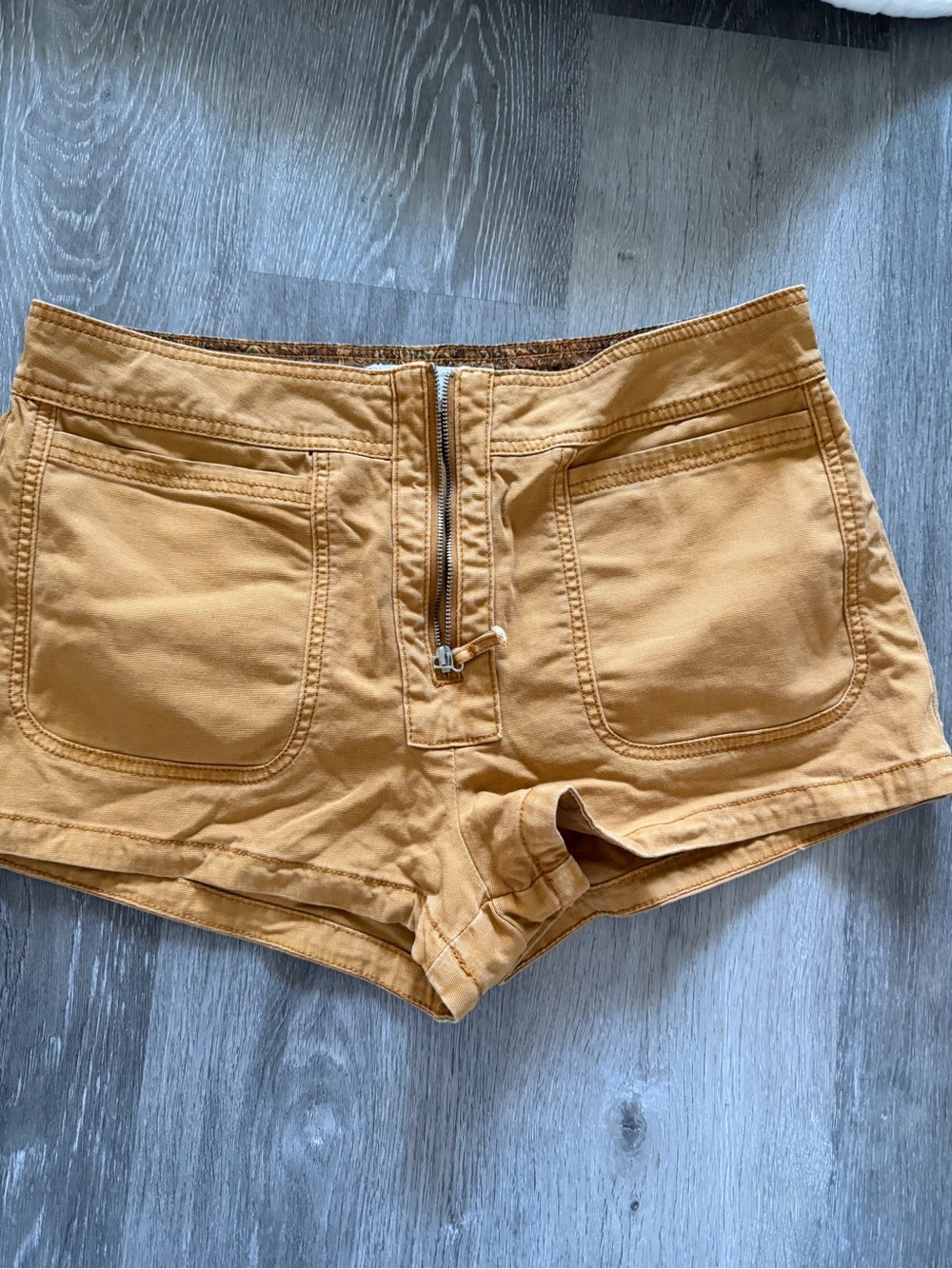 Anthropologie - High-Rise Mustard Women’s Shorts with Front Zip